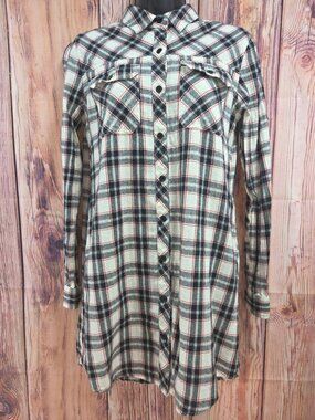 Girl Krazy By Krazy Kat Plaid Long Sleeve Tunic Size Small